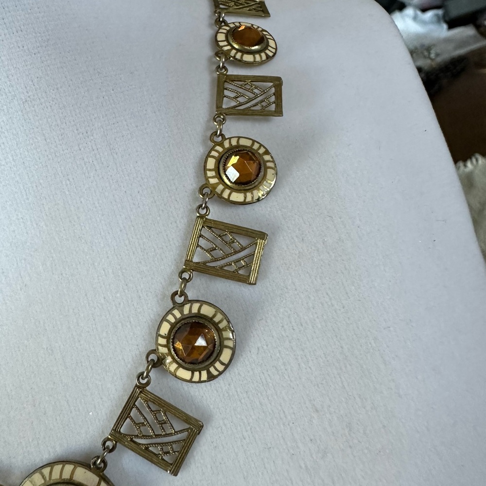 Vintage enamel and gold tone necklace - Picture 4 of 8